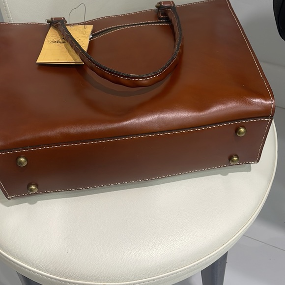 Patricia Nash Zancona Tan Leather Top Zip Closure Tote Bag - Picture 8 of 8